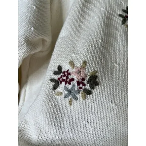 Vintage Liz Claiborne Floral Embroidered Mock Neck Sweater Sz Small Cottagecore - Picture 3 of 6